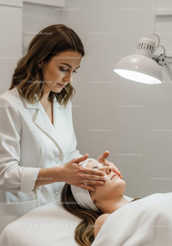 Professional Woman Receiving Facial Skincare Treatment in Spa