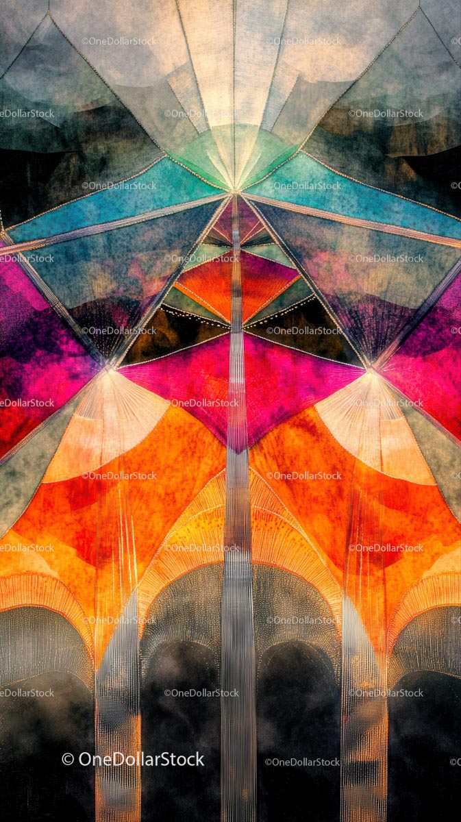 Kolorowe latawce z geometrycznymi wzorami na obchody festiwalu