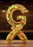 Creative Letter G Made of Mexican Tacos on Table