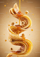 Swirling Pancakes with Honey Drizzle and Hazelnuts