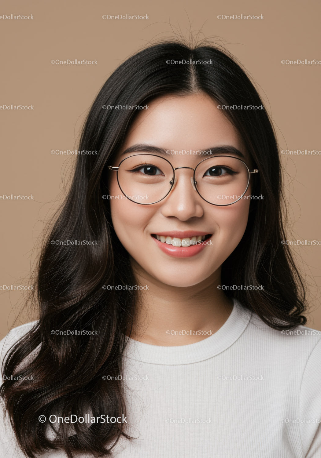 Portrait of a Happy Young Woman with Glasses and Bright Smile