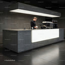 Barista Preparing Coffee at Modern Minimalist Cafe Counter