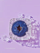 Fresh Blueberry Encased in Melting Ice Cube on Purple