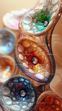 Colorful Decorative Glass Art with Intricate Patterns and Jewels
