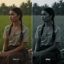 Before and after Folklore Mono LUT Pack effect