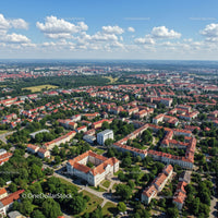Aerial View of Green Trees and Red-Roofed Residential Neighborhood