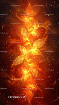 Vibrant Fire and Light Art with Dawn Orange and Gold Tones