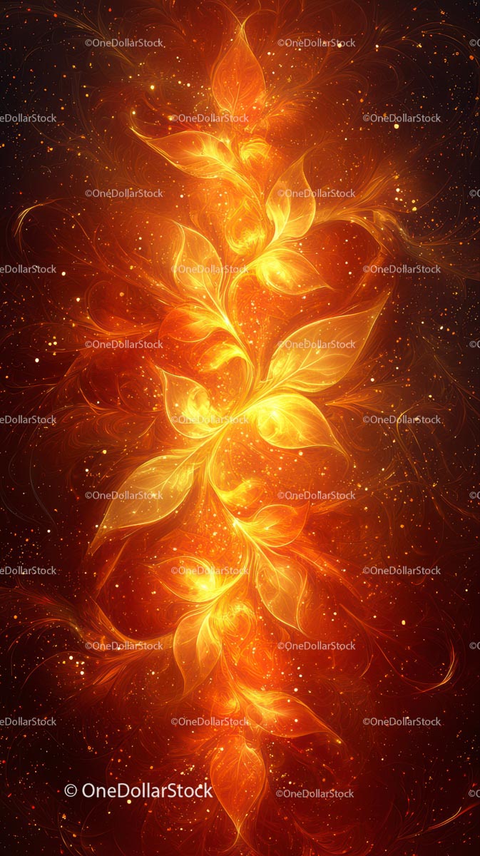 Vibrant Fire and Light Art with Dawn Orange and Gold Tones