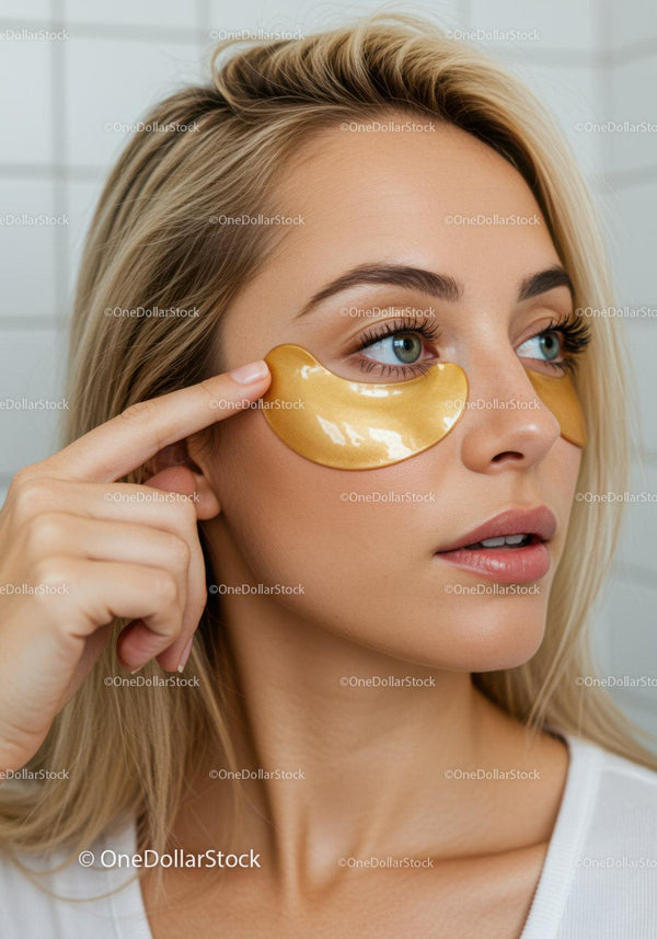 Młoda Kobieta z Plastrami Pod Oczy w Rutynie Pielęgnacji Spa