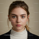 Portrait of a Young Woman with Green Eyes and Auburn Hair