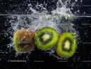 Vibrant Green Kiwi Fruit Slices Splash in Water
