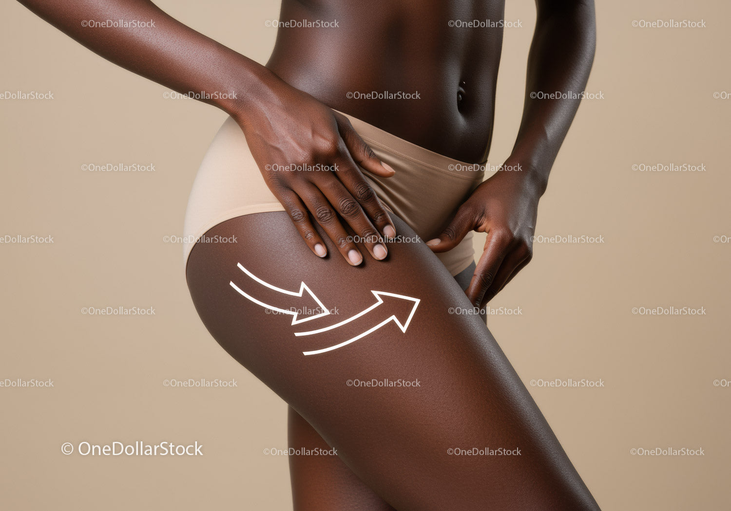 Close-up of a Fit Woman with Brown Skin and Body Art Showing Confidence