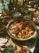 Herb-Seasoned Roast Chicken Cooking in Rustic Kitchen
