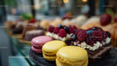 Colorful Assortment of Fresh Berries Macarons and Pastry Tarts