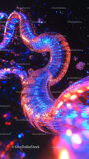 Colorful Bioluminescent Sea Worm with Vibrant Neon Colors