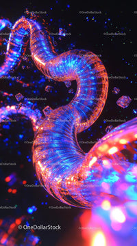 Colorful Bioluminescent Sea Worm with Vibrant Neon Colors