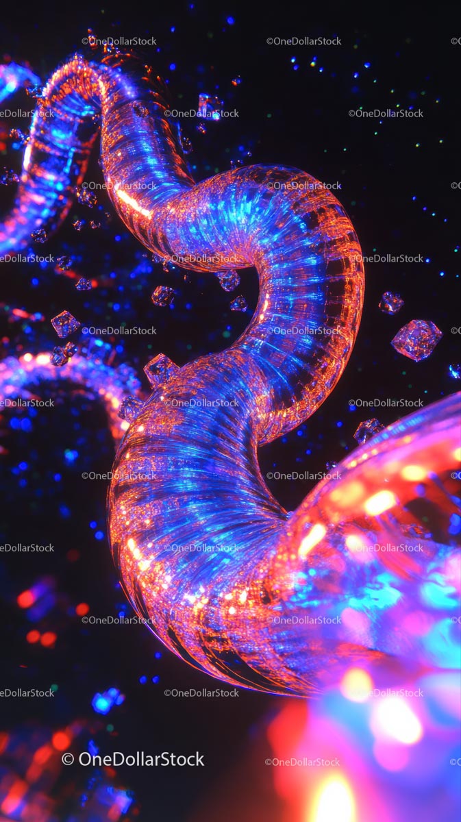Kolorowy bioluminescencyjny robak morski w żywych neonowych kolorach
