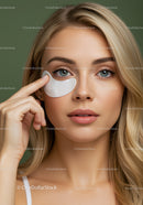 Young Woman Applying Eye Mask for Skincare Routine