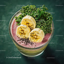 Banana Slices and Kale in Colorful Acai Smoothie Bowl
