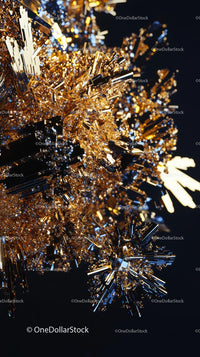 Golden Tinsel and Sparkling Snowflake Decorative Winter Ornament