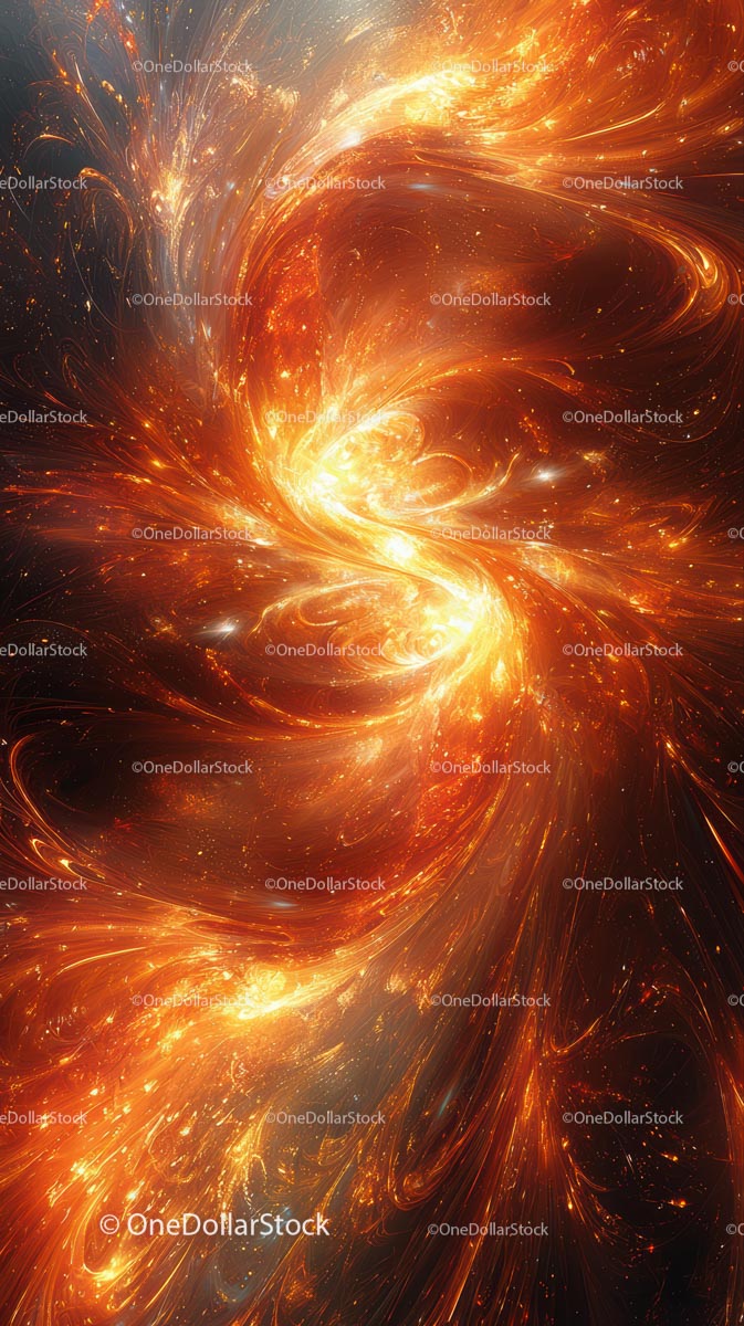 Vibrant Abstract Space Scene with Fiery Cosmic Energy