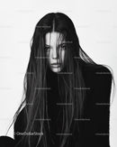 Elegant Black and White Portrait of Woman with Wet Hair