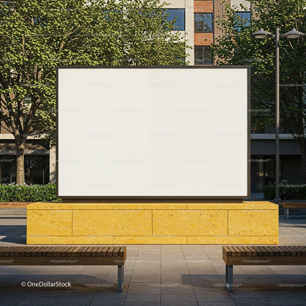 Blank outdoor billboard in urban park setting JPG Mockup Image