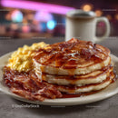 Delicious Pancakes with Maple Syrup and Crispy Bacon