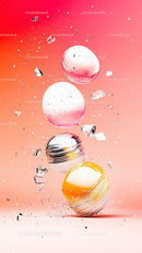 Colorful Floating Spheres with Splash Effect in Modern Abstract Art
