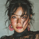 Stylish Woman with Wet Hair and Confident Expression Portrait