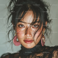 Stylish Woman with Wet Hair and Confident Expression Portrait