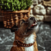 Happy Brown and White Dog Playing Outdoors in Bright Atmosphere