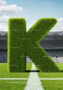 Green Grass Letter K on Football Field