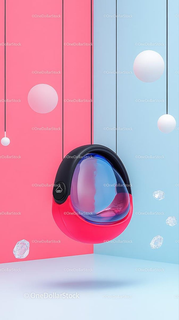 Colorful Modern Wireless Headphones in Pink and Blue Minimalist Setting