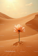Delicate flower blossoming in vast desert sands