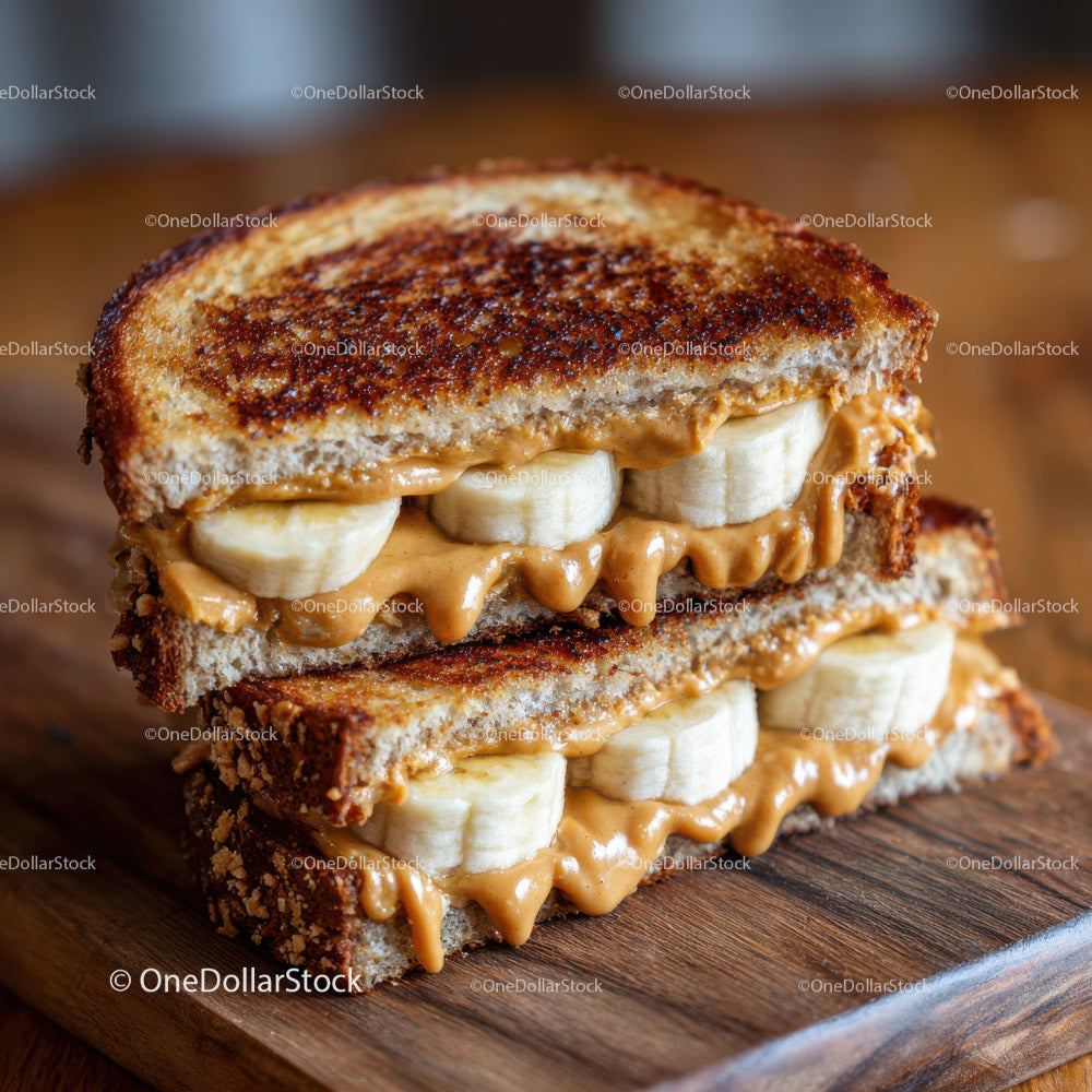 Banana and Peanut Butter Toast Sandwich with Fresh Slices