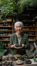 Elderly Woman with Herbal Collection in Cozy Botanical Shop