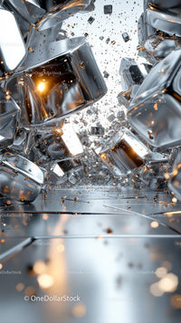 Futuristic Metallic Cubes in Dynamic Explosion Scene