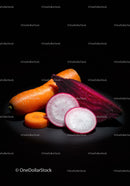 Fresh Beetroot and Carrot on Dark Background