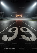 Nighttime illuminated running track with finish line