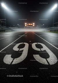 Nighttime illuminated running track with finish line