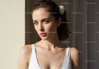 Portrait of a Young Woman in Bright Sunlight with Natural Beauty