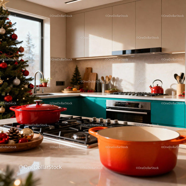 Cozy Modern Kitchen with Festive Christmas Decor