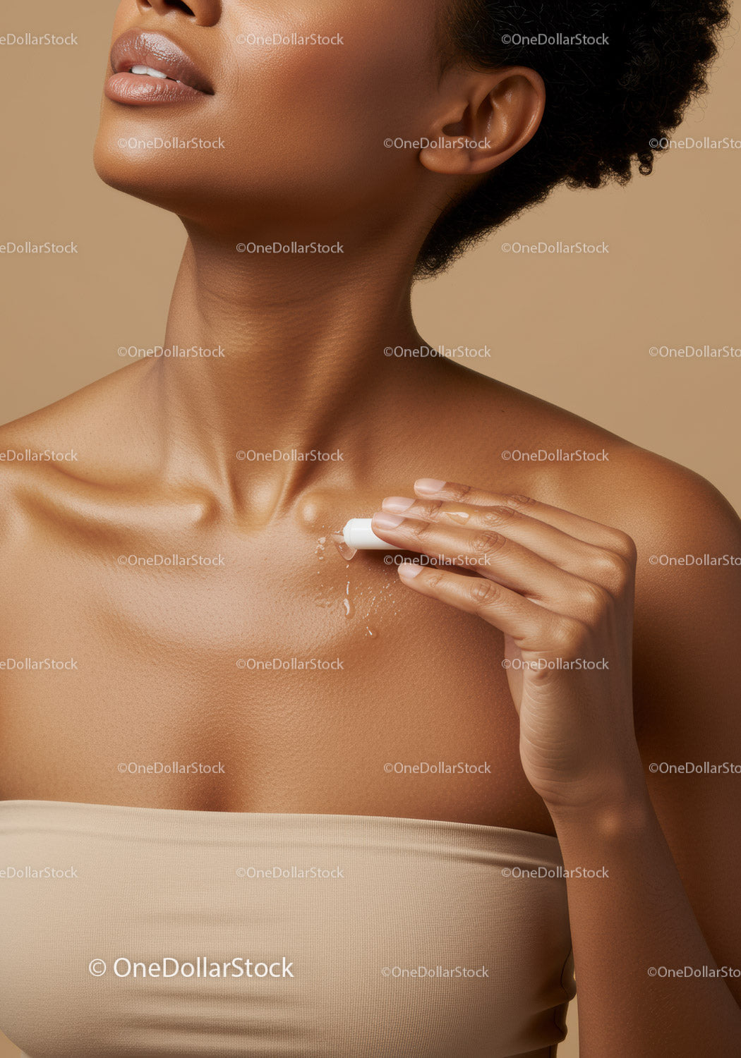 Beautiful Woman Applying Lotion to Shoulder for Glowing Skin