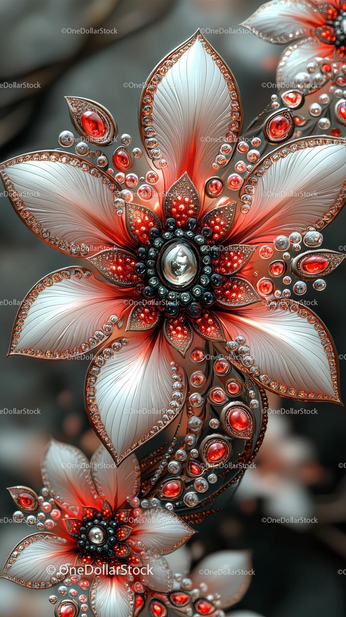 Elegant Gem-Encrusted Floral Jewelry Brooch with Sparkling Accents