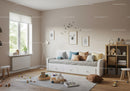 Bright Cozy Living Room with Pastel Cushions and Wooden Decor
