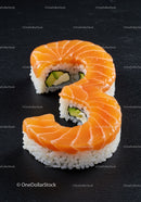 Fresh salmon sushi roll with avocado and cream cheese