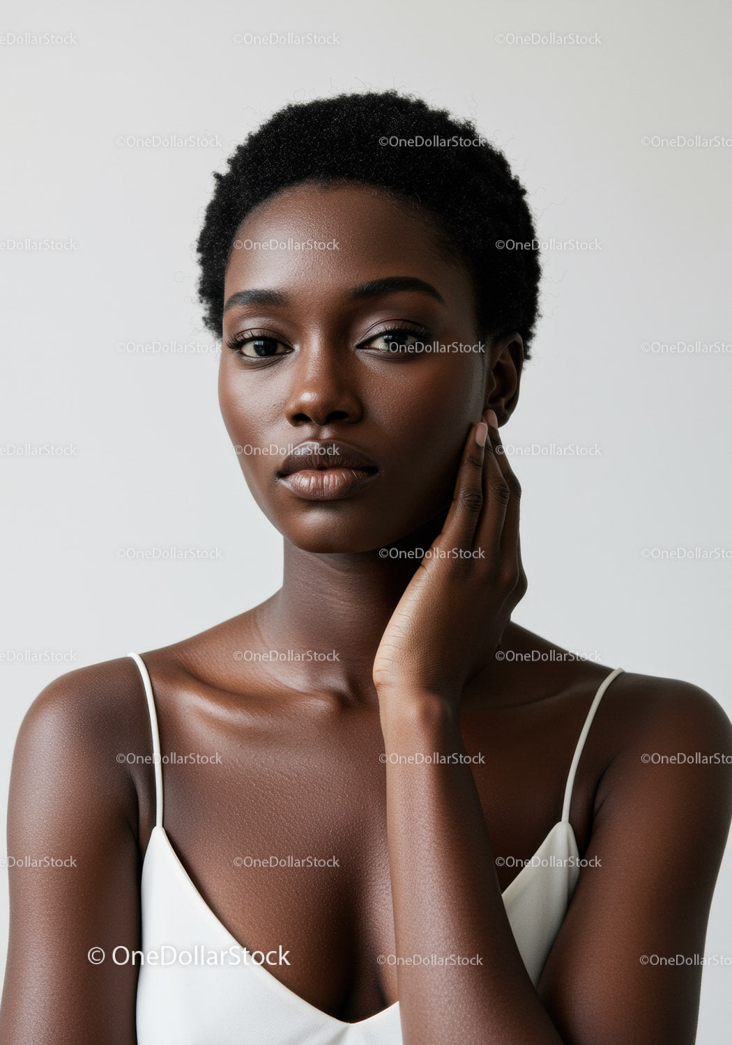 Elegant Black Woman Portrait with Confident Expression and Natural Beauty