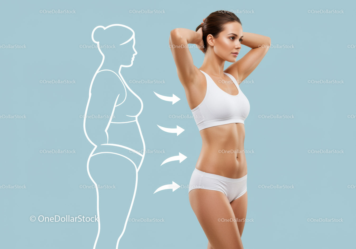 Slim Woman with Toned Abs and Athletic Body in Fitness Wear