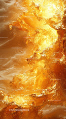 Dramatic Fusion of Bright Flames and Molten Lava in Fiery Explosion